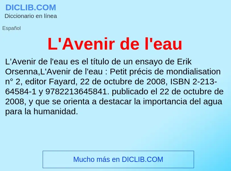 What is L'Avenir de l'eau - definition