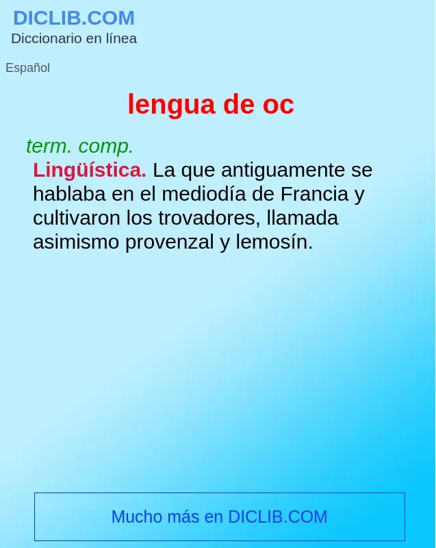 What is lengua de oc - definition