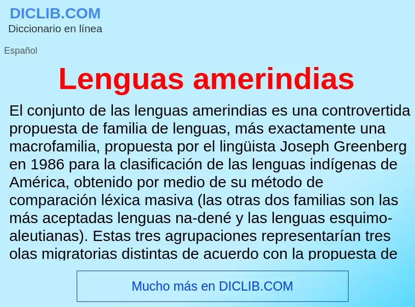 ¿Qué es Lenguas amerindias? - significado y definición