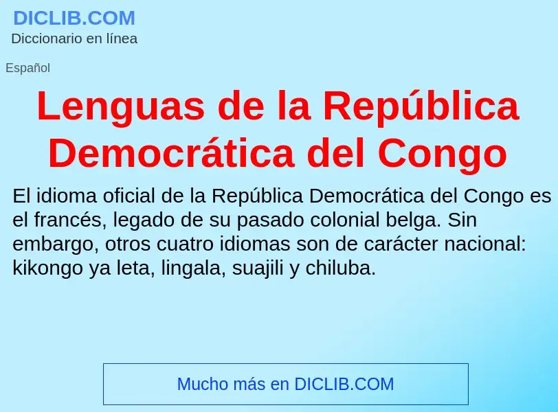 ¿Qué es Lenguas de la República Democrática del Congo? - significado y definición