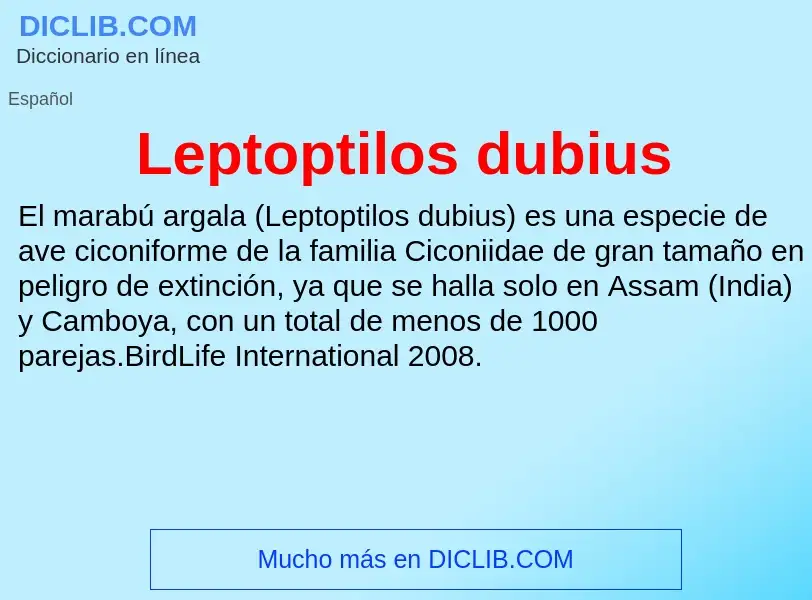 O que é Leptoptilos dubius - definição, significado, conceito