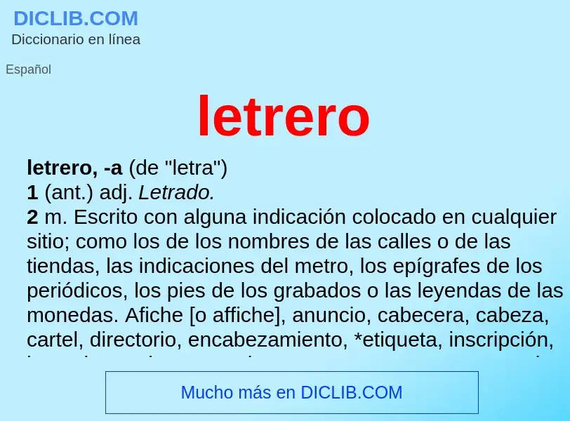 What is letrero - definition