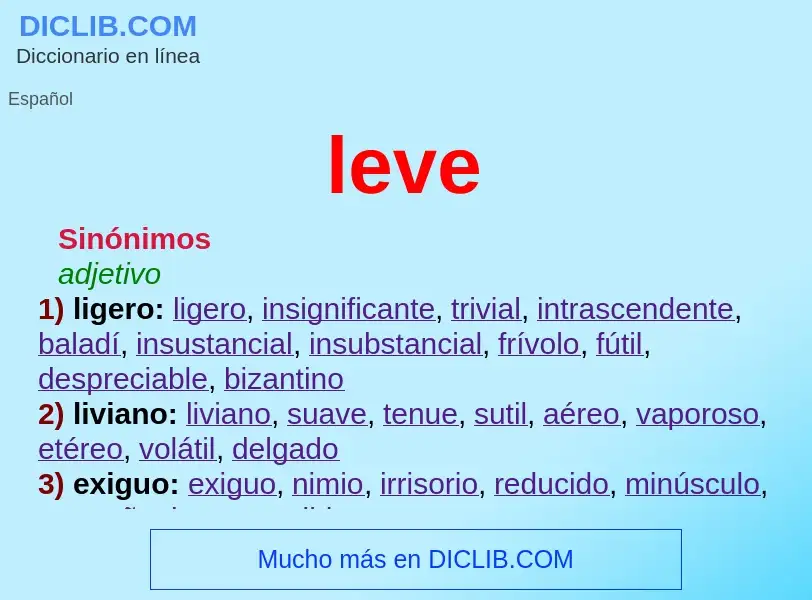 ¿Qué es leve? - significado y definición