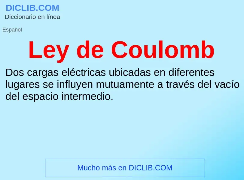 ¿Qué es Ley de Coulomb? - significado y definición