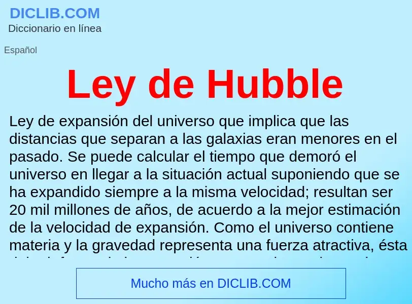 ¿Qué es Ley de Hubble? - significado y definición