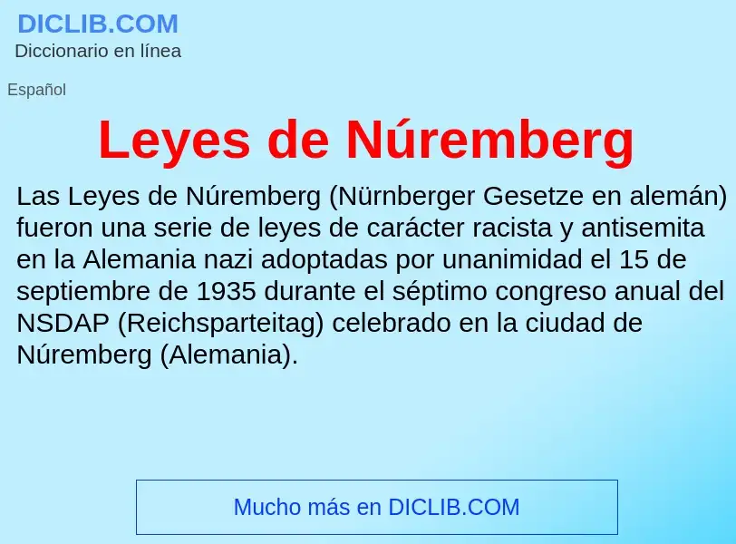 ¿Qué es Leyes de Núremberg? - significado y definición