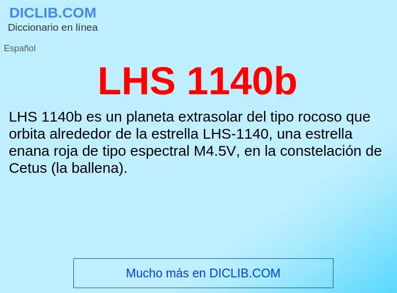 O que é LHS 1140b - definição, significado, conceito