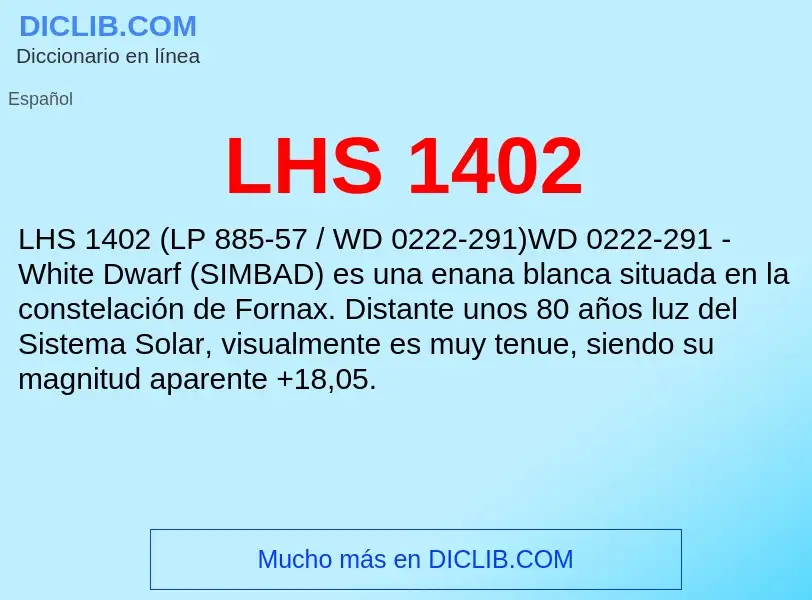 Τι είναι LHS 1402 - ορισμός