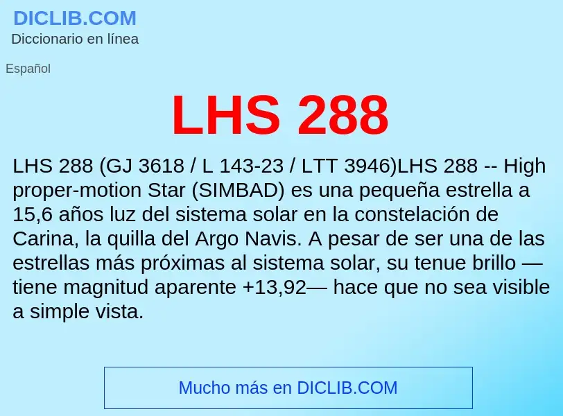 O que é LHS 288 - definição, significado, conceito