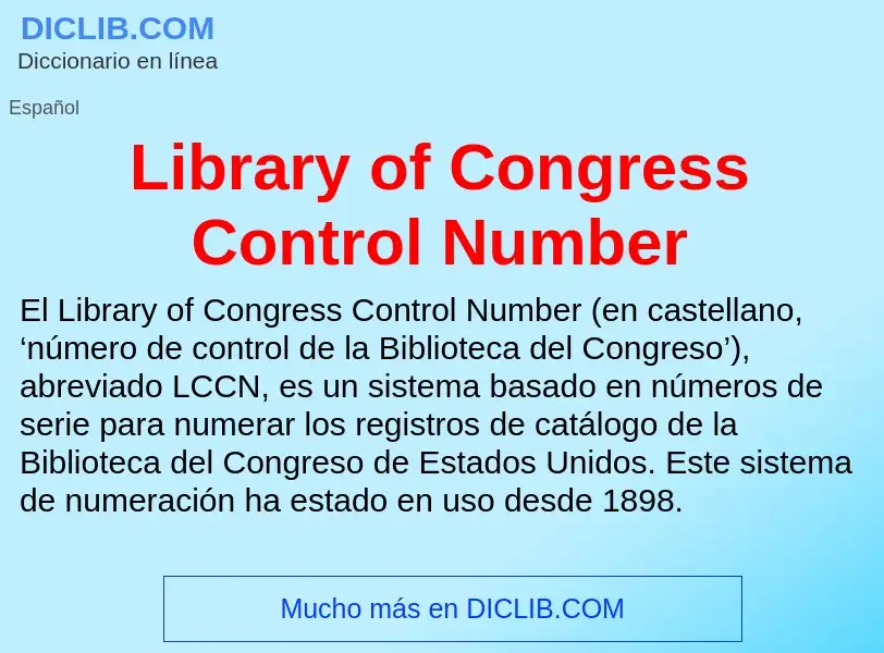 Che cos'è Library of Congress Control Number - definizione