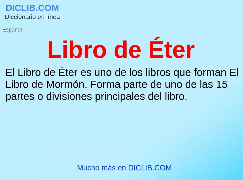 ¿Qué es Libro de Éter? - significado y definición