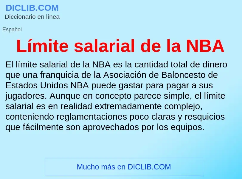 ¿Qué es Límite salarial de la NBA? - significado y definición