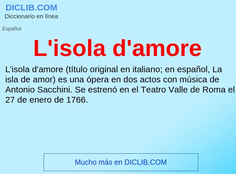 What is L'isola d'amore - definition