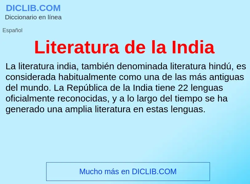 ¿Qué es Literatura de la India? - significado y definición