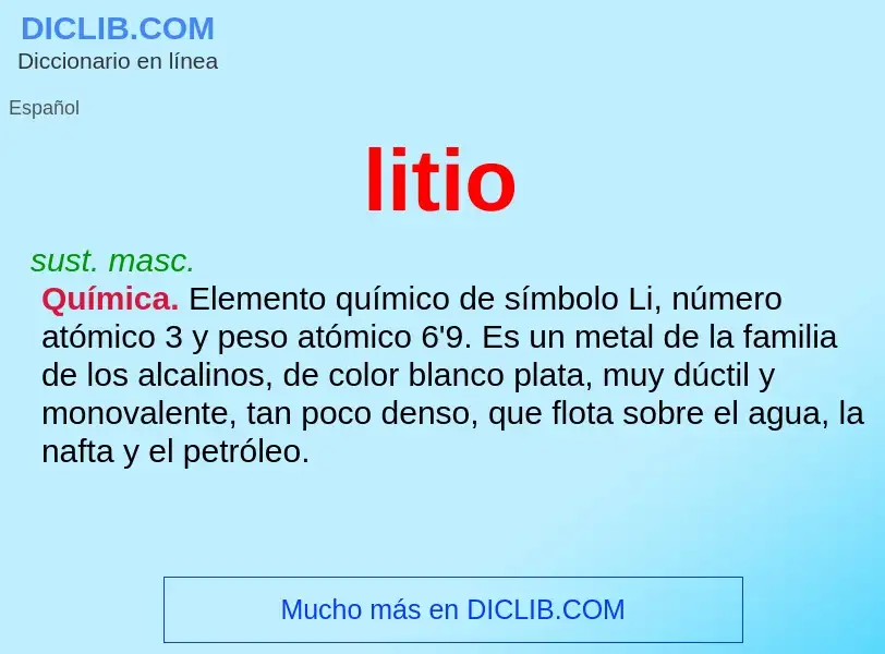 ¿Qué es litio? - significado y definición