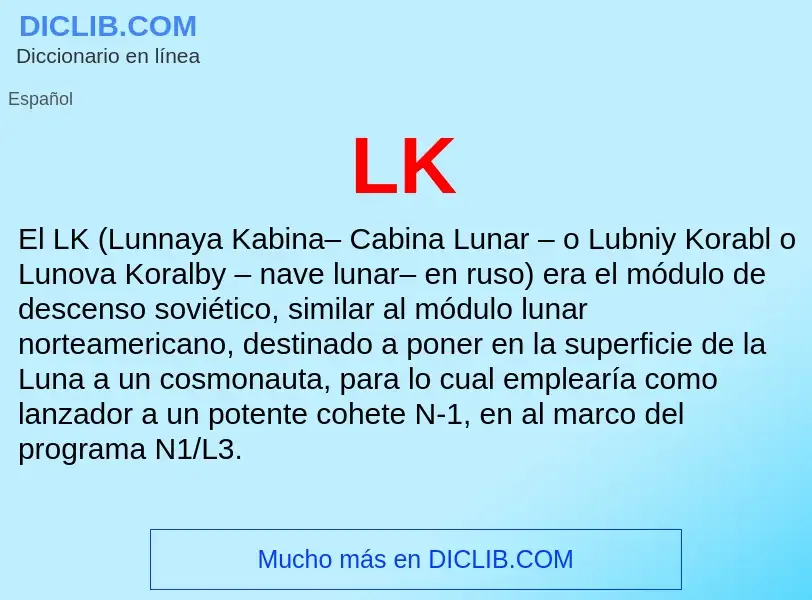 What is LK - meaning and definition