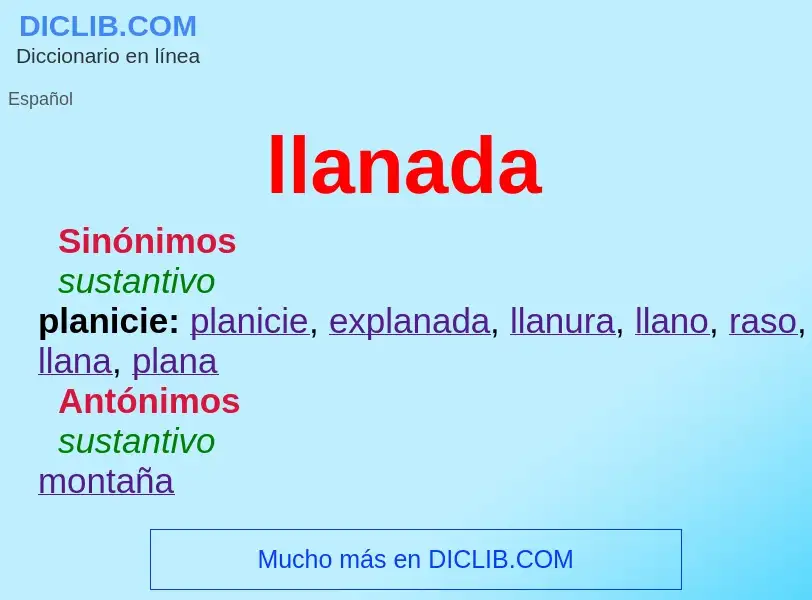 What is llanada - meaning and definition