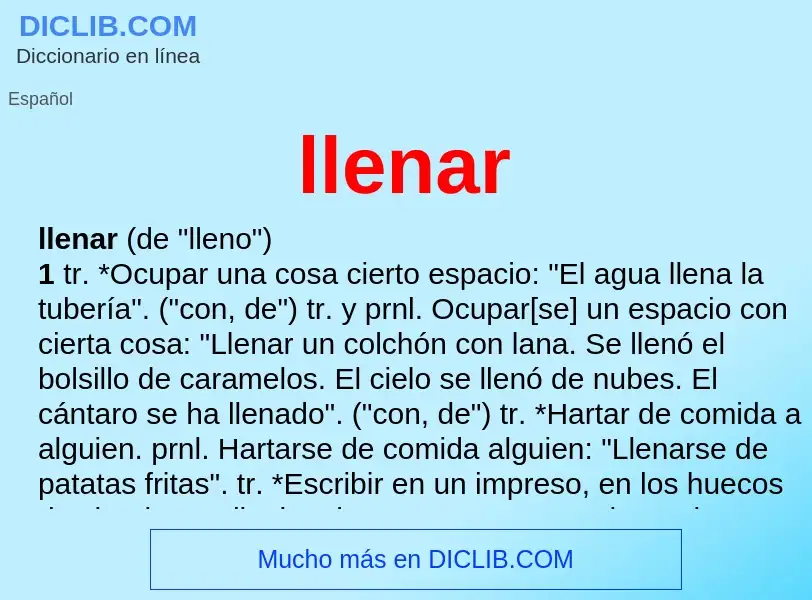 What is llenar - meaning and definition