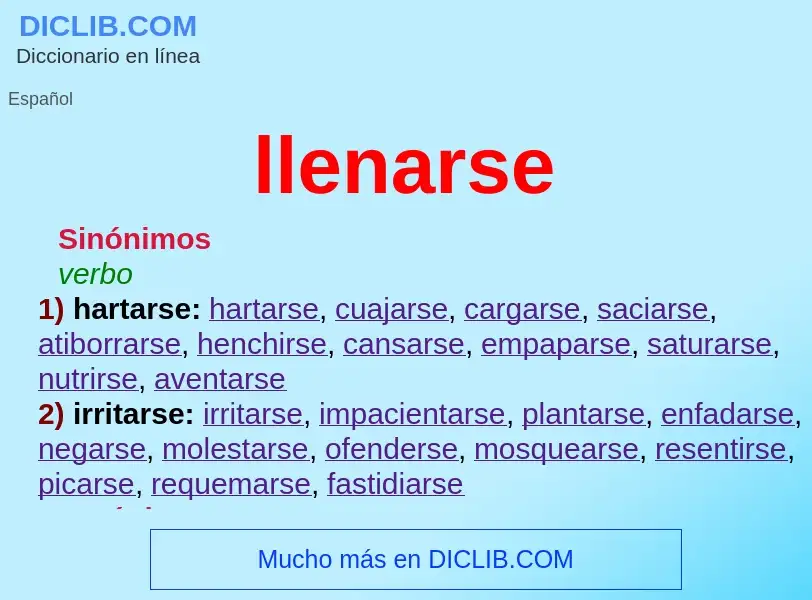 What is llenarse - meaning and definition