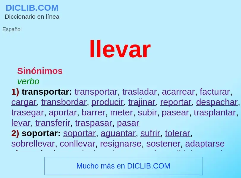 What is llevar - meaning and definition