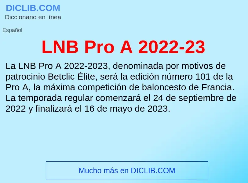 What is LNB Pro A 2022-23 - meaning and definition