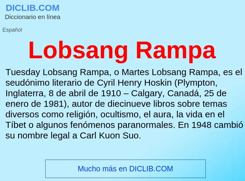 What is Lobsang Rampa - meaning and definition