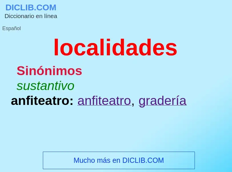 ¿Qué es localidades? - significado y definición