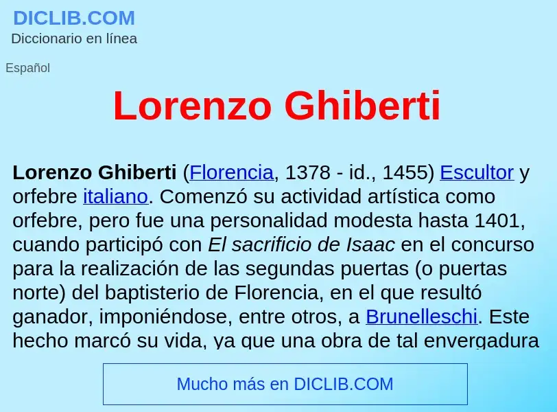 ¿Qué es Lorenzo Ghiberti ? - significado y definición