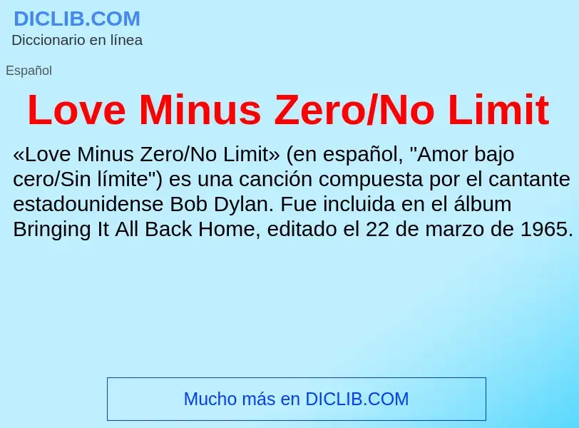 Τι είναι Love Minus Zero/No Limit - ορισμός