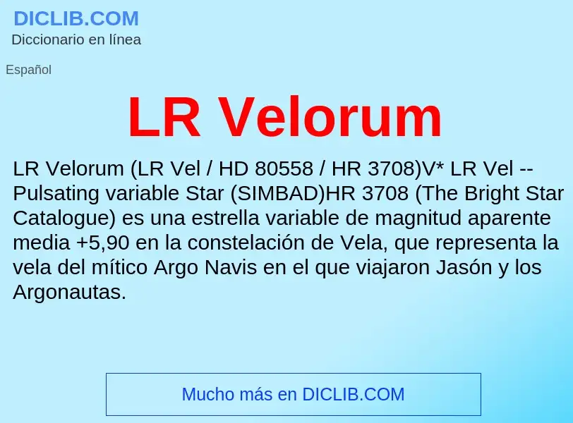 O que é LR Velorum - definição, significado, conceito