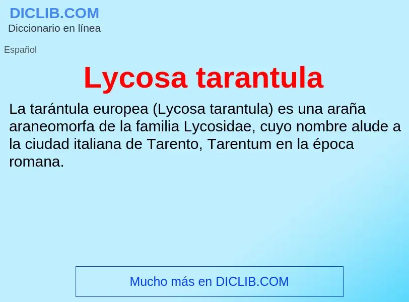 Wat is Lycosa tarantula - definition