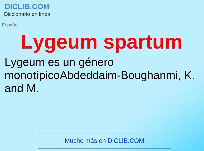 Qu'est-ce que Lygeum spartum - définition