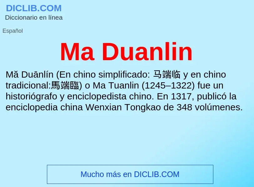 Wat is Ma Duanlin - definition