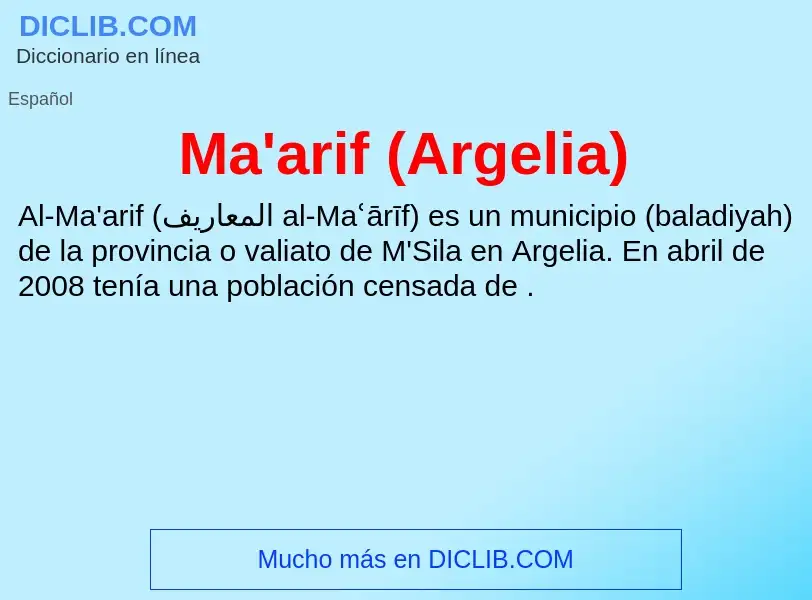 Wat is Ma'arif (Argelia) - definition