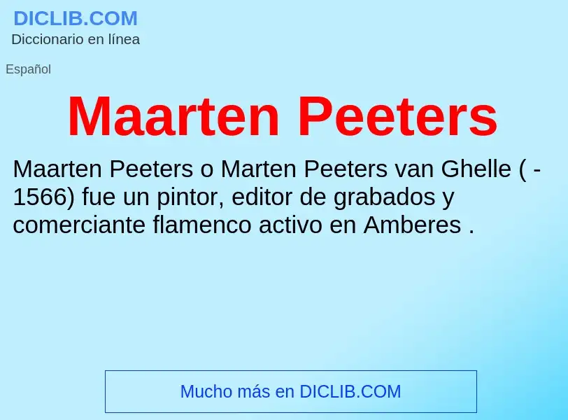 Wat is Maarten Peeters - definition