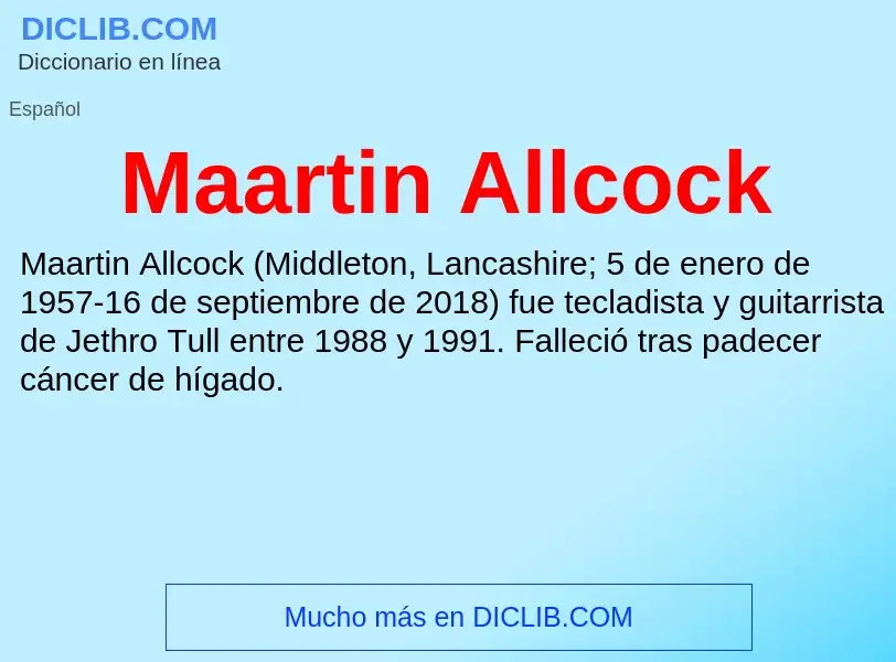 Wat is Maartin Allcock - definition