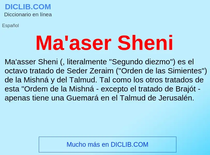 Wat is Ma'aser Sheni - definition