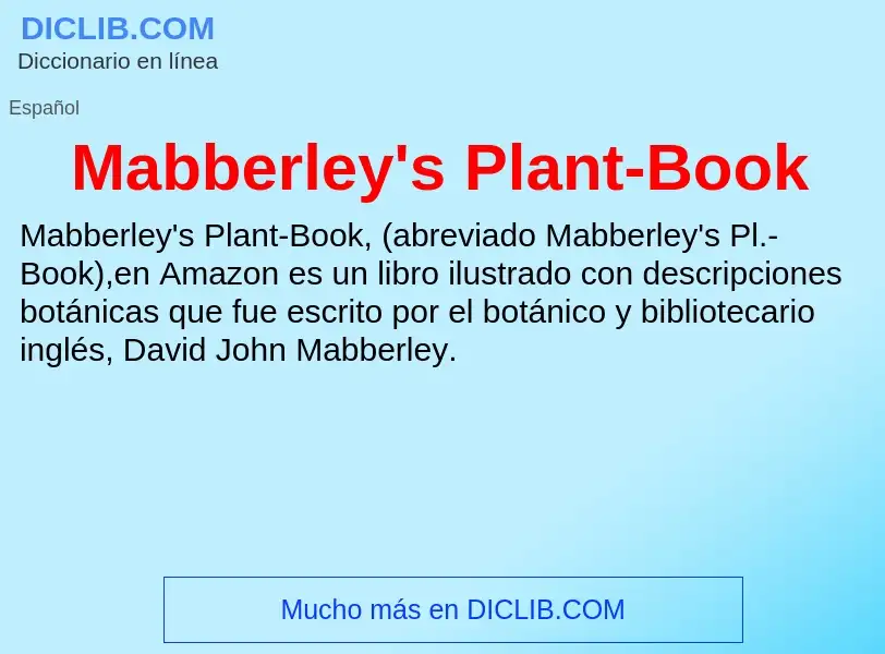 Wat is Mabberley's Plant-Book - definition