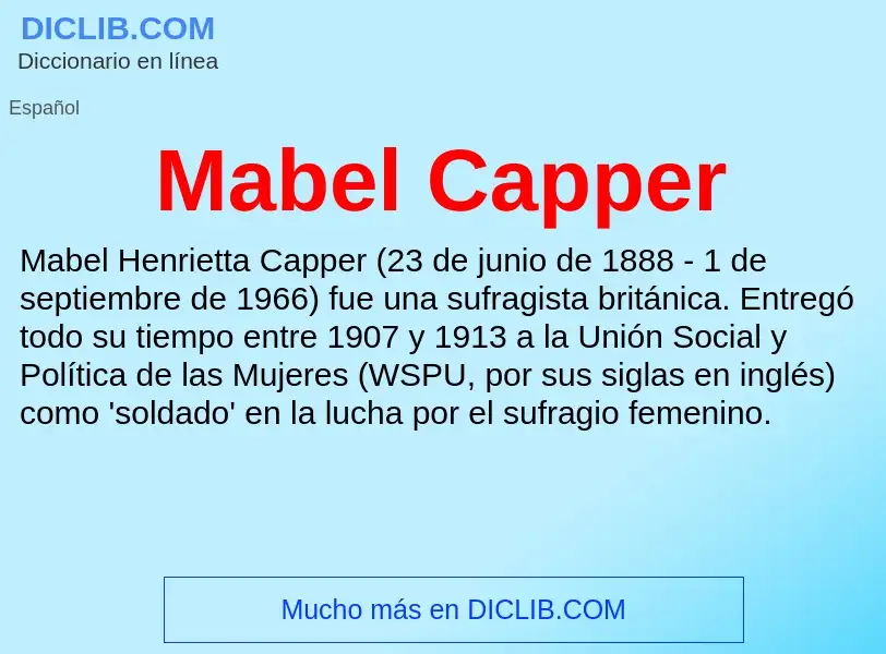 Wat is Mabel Capper - definition