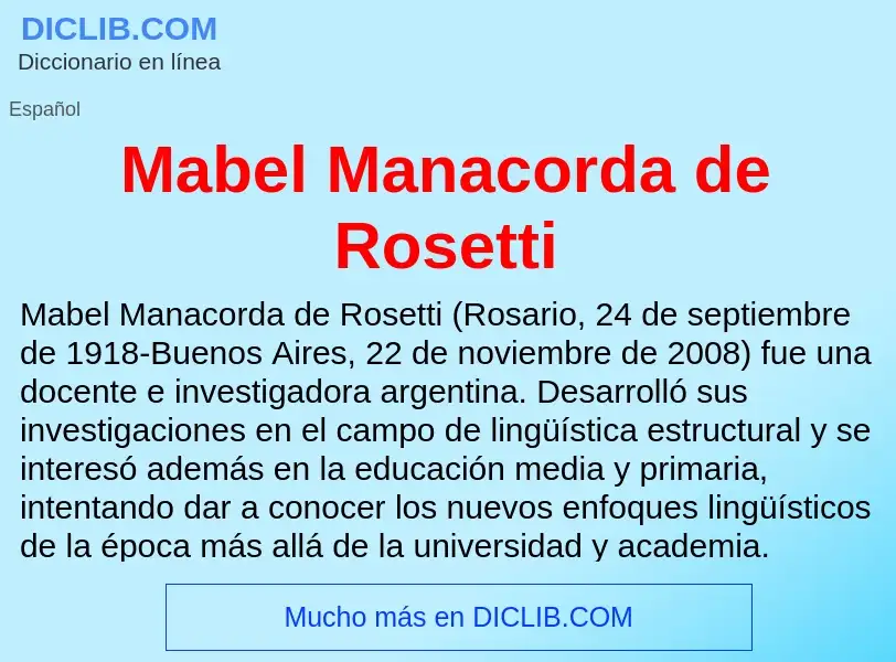 Wat is Mabel Manacorda de Rosetti - definition