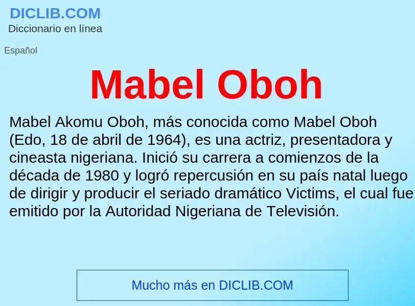 Wat is Mabel Oboh - definition