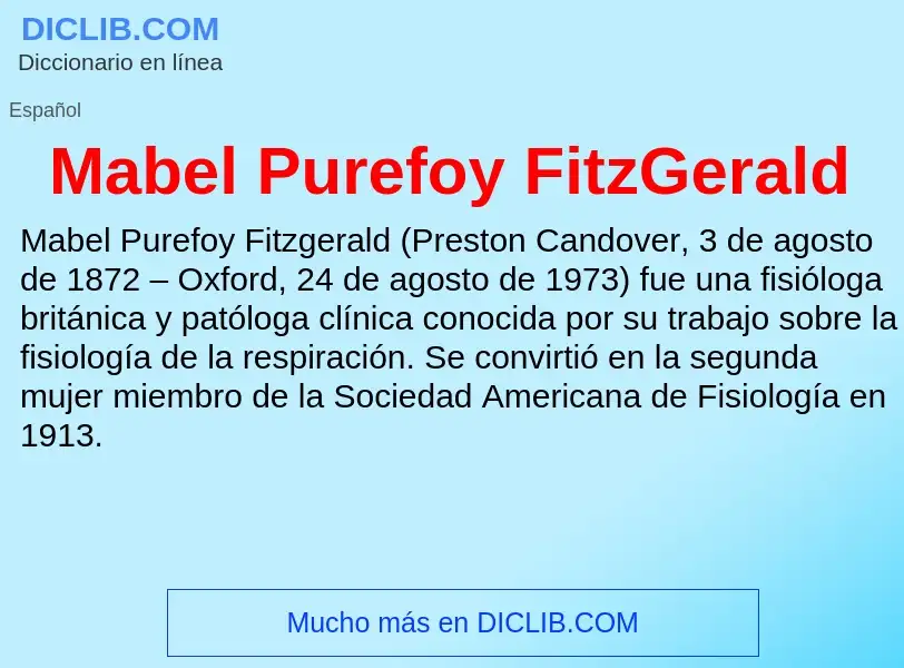 Wat is Mabel Purefoy FitzGerald - definition