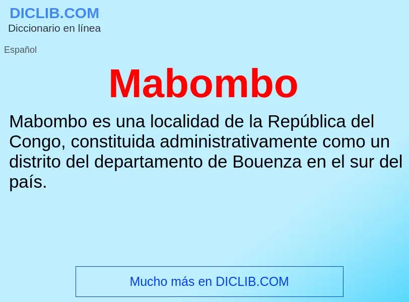 Wat is Mabombo - definition