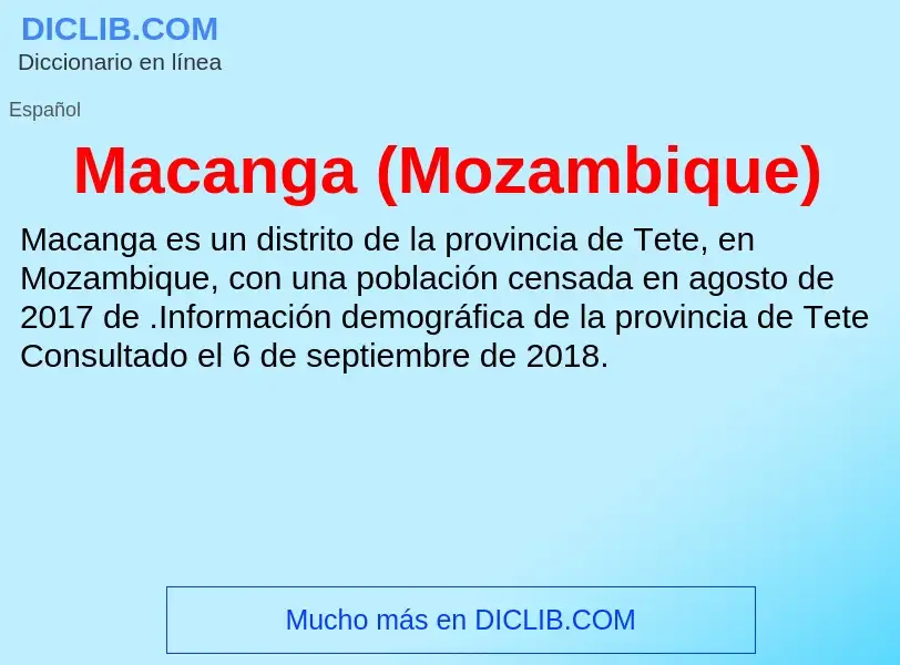 Wat is Macanga (Mozambique) - definition