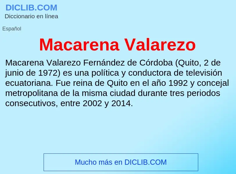 Wat is Macarena Valarezo - definition