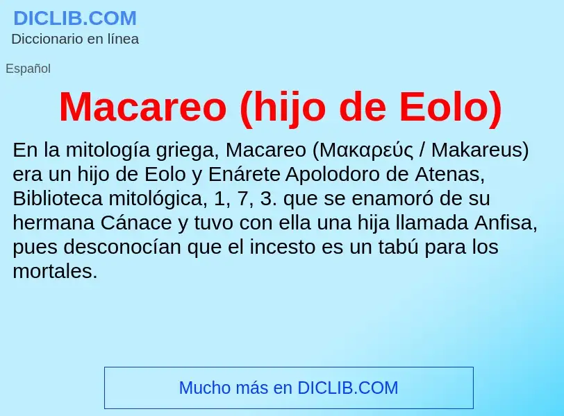 Wat is Macareo (hijo de Eolo) - definition