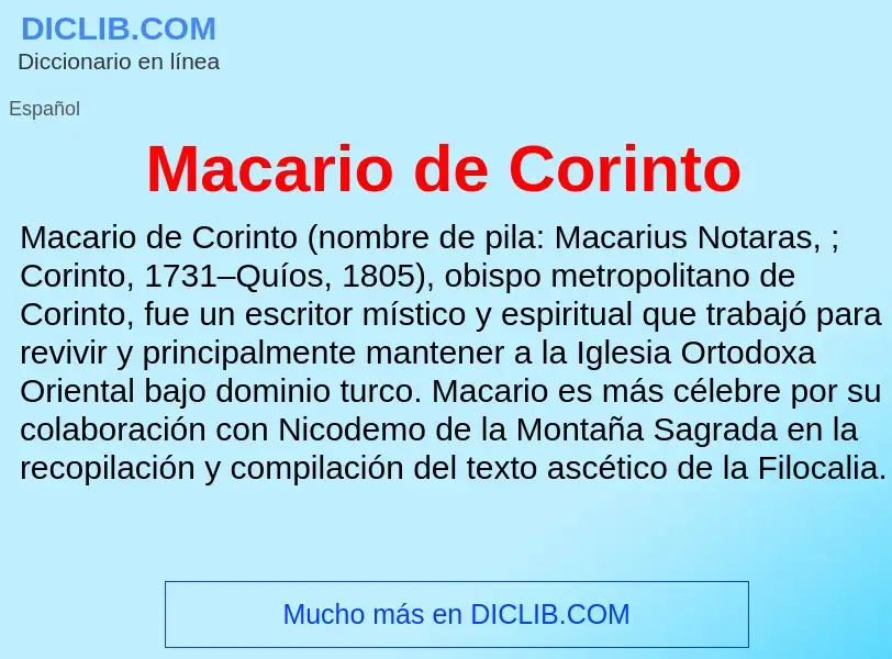 Wat is Macario de Corinto - definition