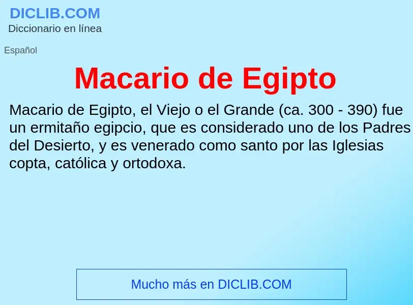 Wat is Macario de Egipto - definition