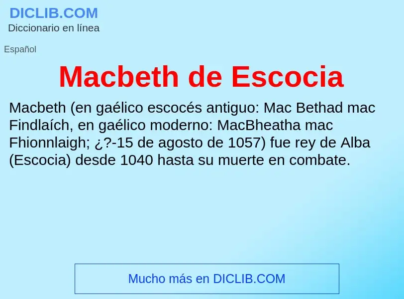 Wat is Macbeth de Escocia - definition