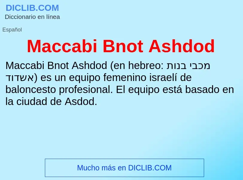 Wat is Maccabi Bnot Ashdod - definition